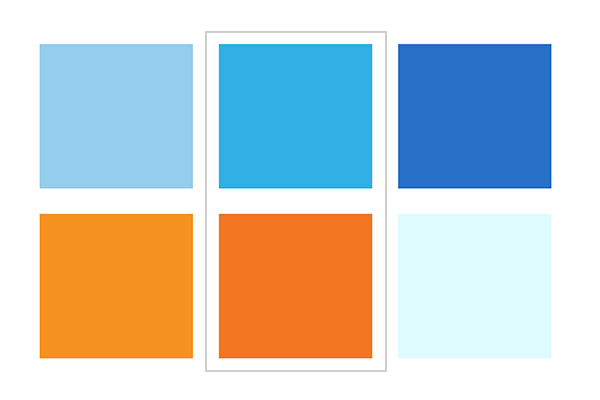 color palette with oranges and blues.