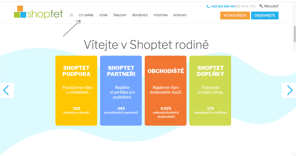 screenshot of a shoptet's website.